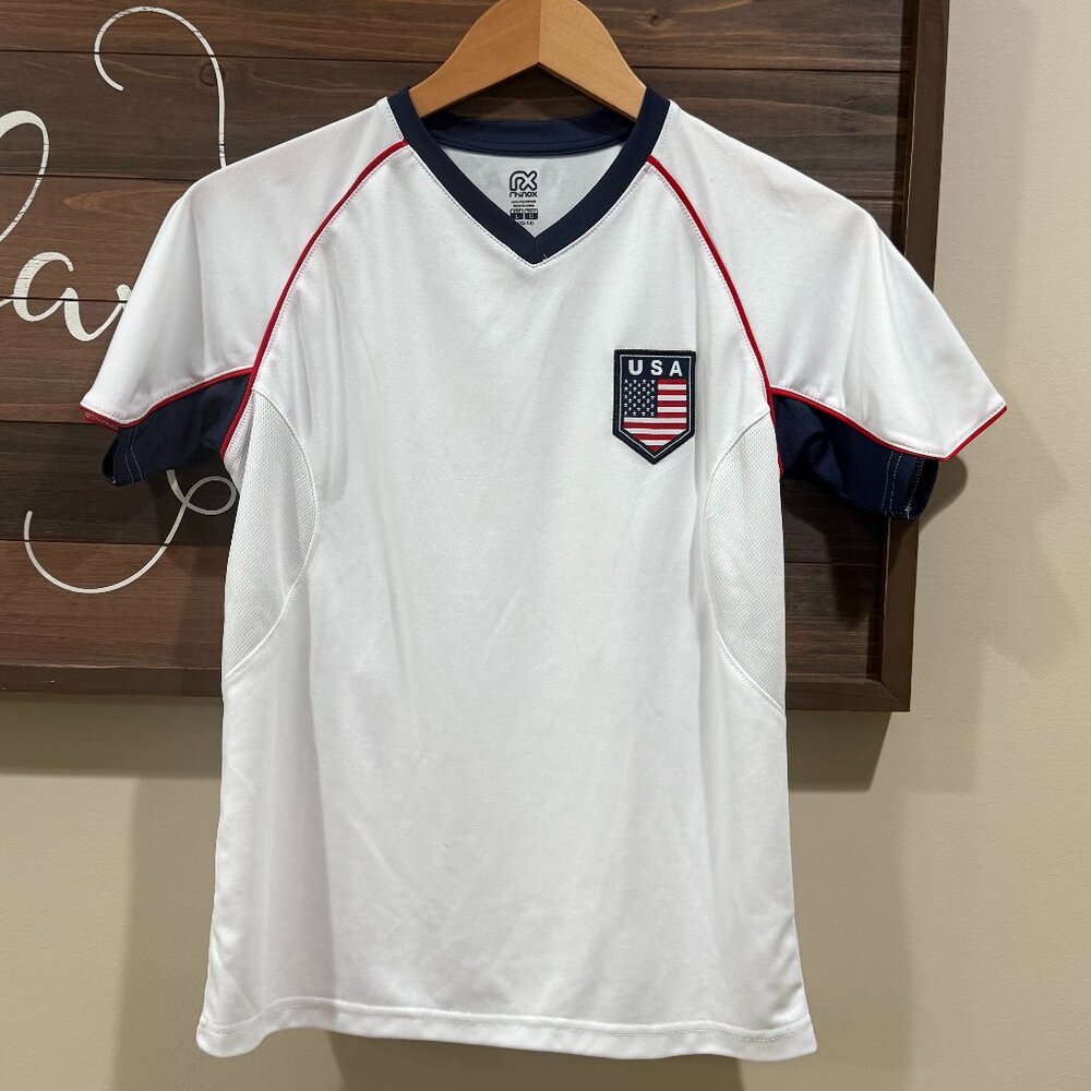 RHINOX USA SOCCER JERSEY YOUTH LARGE 12-14 UNISEX BOY GIRL White New Activewear